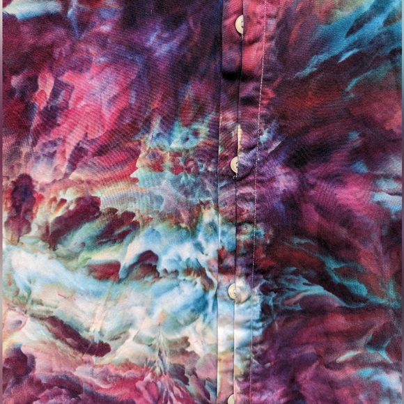 Custom Ice Dye Zara Man Men Dress Shirt Slim Fit Large 100% Cotton Long Sleeves - Picture 3 of 9